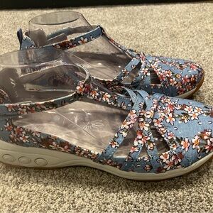 Therafit Danielle Womens Shoes US 9.5 -10 Blue Pink Floral